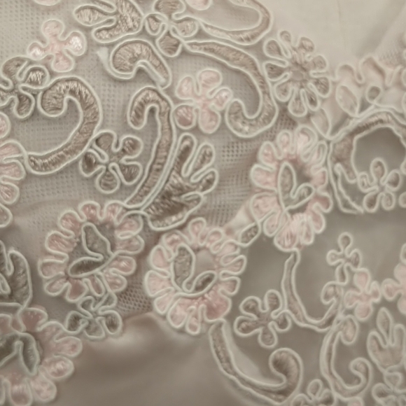 Pink Negligie Sexy Nightgown Feminine Blush Embroidered Mesh Adjustable Straps - Picture 4 of 11